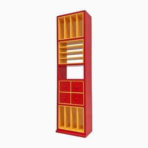 Bibliothèque Vintage en Vinyle Laqué Jaune et Rouge, 1980s