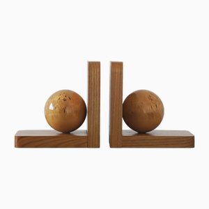 Fermalibri Mid-Century in legno, anni '30, set di 2