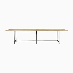 Metal Workshop Table with Laminated Top and Beech Underlays, 1970s