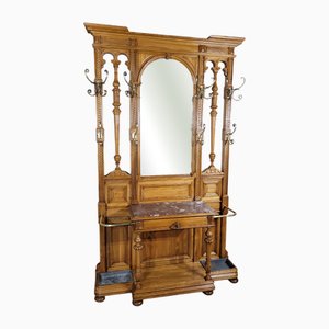 Large Cloakroom Coat Rack in Walnut, 1890s