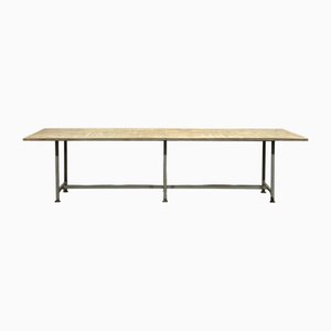 Metal Workshop Table with Laminated Top and Beech Underlays, 1970s