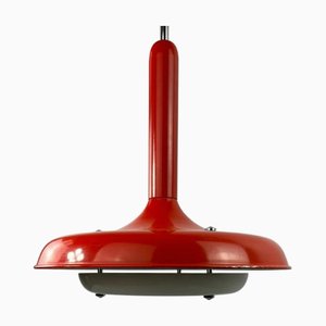 Orangefarbene Deckenlampe aus Metall, 1970er