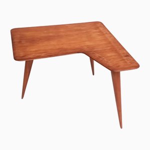 Vintage Asymmetrical Wooden Veneer Coffee Table attributed to Gio Ponti, Italy, 1950s