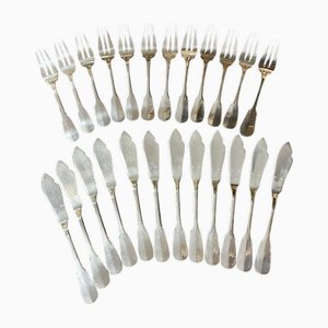 Forchette e coltelli Vieux Paris in metallo argentato di Ercuis, set di 24