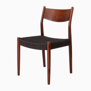 Silla Fristho Franeker vintage de teca con tejido de cuerda danesa, años 60