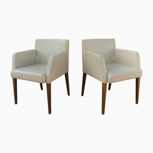 Set of D20 Armchairs in Cream Leather and Beech from Hülsta, Stadtlohn, Germany, 1990s