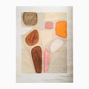 Bernard Villemot, Abstrakte Schuhe, Handsignierte Original Lithographie, 1971