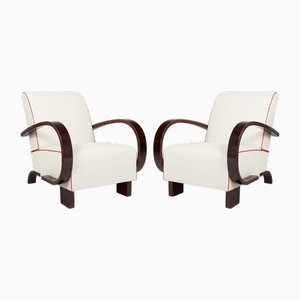 Set of Art Deco Armchairs in Walnut, 1930s