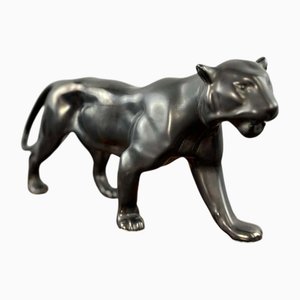 Scultura Leopard in ceramica di Izsépy Margit, anni '70