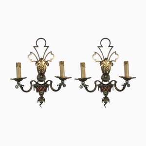 Silver and Gold Iron Appliques, 1980s, Set of 2