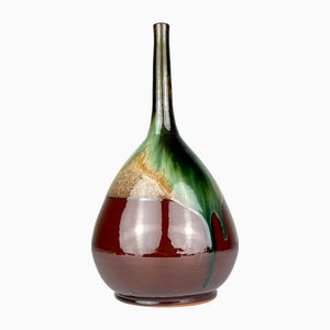 Braune Vintage Keramikvase von Piqueres, 1970er