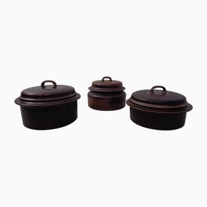 Finnish Ruska Soup Bowls with Lids by Ulla Procope for Arabia, Set of 3, 1960s , Set of 3