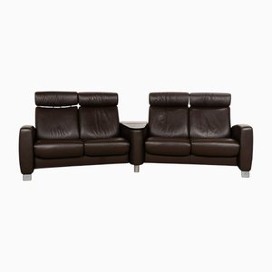 Arion Leather Four Seater Sofa in Dark Brown from Stressless