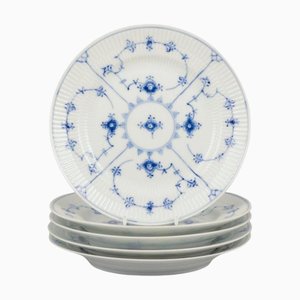 Blue Fluted Plain Lunch Plates in Porcelain from Royal Copenhagen, 1961, Set of 5