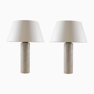 Large Swedish Midcentury Table Lamps in Marble, 1960s, Set of 2