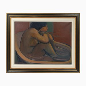 Vernon Tong, Bathing Nude, Oil on Canvas, Framed