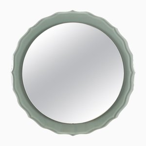 Mid-Century Italian Aquamarine Green Bevel Round Mirror attributed to Cristal Arte, 1960s