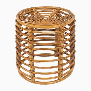 Moderner Midcentury Hocker aus Rattan & Bambus von Tito Agnoli, 1960er