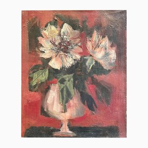 Frank Chabry, Flores en un vaso, óleo sobre lienzo