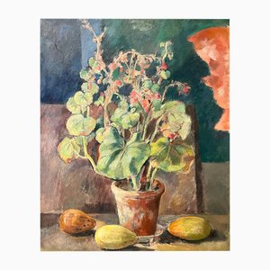 Fernand Blondin, Flores en una maceta, óleo sobre lienzo
