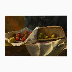 Edith Lutz, Apples and Lemons, Oil on Canvas, 1916