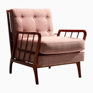 Rino Levi Sessel aus Peroba Holz & Stoff, Brasilien, 1950er