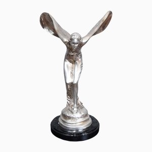Art Nouveau Silver Spirit Bronze Statue Flying Lady