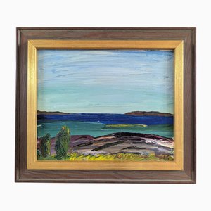 Echoes of the Coast Seascape, años 50, pintura al óleo, enmarcado