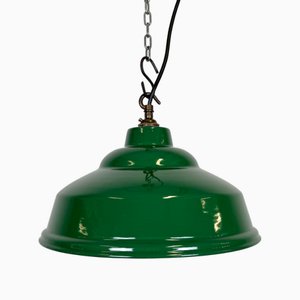 Lampada industriale smaltata verde, Regno Unito, anni '60