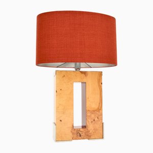 Large Burr Walnut and Chrome Table Lamp attributed to Oitoemponto, 2001