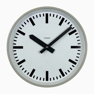 Grey Industrial Factory Wall Clock from Siemens, 1970s