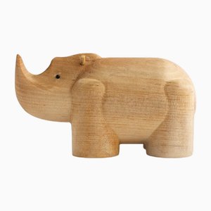 Rhinoceros I Piccolini Wooden Animal Figure by Viviana Degrandi for Emko