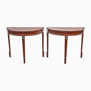 Tables Console Demi-Lune en Noyer, 19ème Siècle dans le style Egyptien, Set de 2