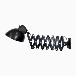 Lampada da parete industriale a forbice nera di Lbl, Germania, anni '50