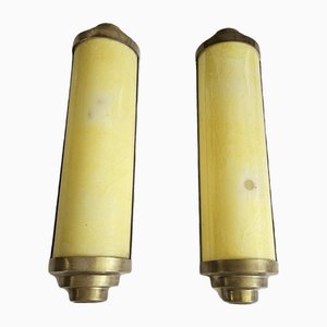 Französische Zylinder Wandlampen von Casino Cherbourg, 1930er, 2er Set