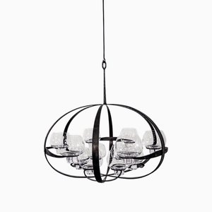 Ovalen Iron and Glass Chandelier by Erik Höglund & Lars Larsson, 1978