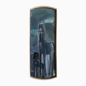 Gabriela Kurylewicz, A Hound, a Horse and a Ball, Öl auf Holz, 2025