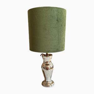 Mercury Glas Tischlampe Bauernsilber mit Samtschirm