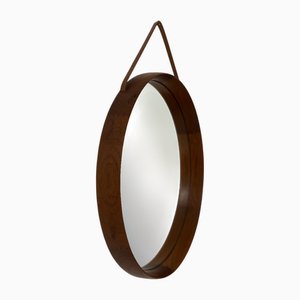 Round Teak Mirror by Uno & Östen Kristiansson for Luxus, 1960s