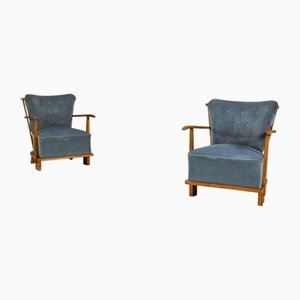Juego de sillones modelo 1590 de Fritz Hansen, Dinamarca, años 40