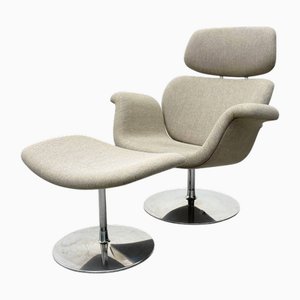 Big Tulip Chair mit Fußhocker von Pierre Paulin für Artifort, 1980er, 2er Set