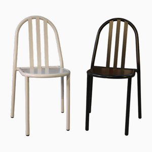 Stühle in Weiß & Schwarz von Mallet Stevens, 1950er, 2er Set
