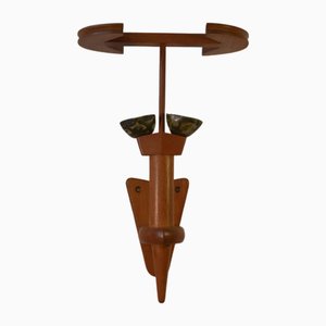 French Wall Lamp in Oak and Ceramic by Danikowski for Guillerme and Chambron, 1950s