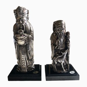 Silver Statues, 1980s, Set of 2