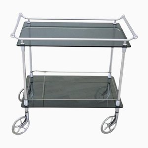 Chromed Metal and Glass Drinks Trolley, 1980s