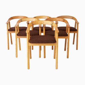 Vintage Oak Dining Chairs, 1970s, Set of 6