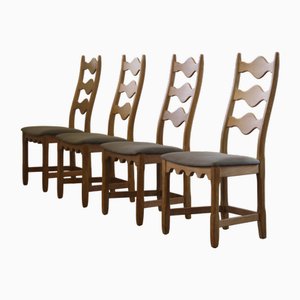 Ladderback Oak Chairs by Henning Kjærnulf, 1960s, Set of 4