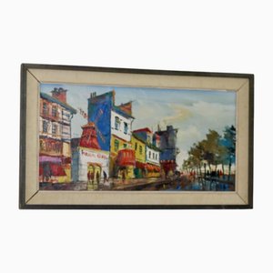 K. Isakson, Moulin Rouge in Paris, 1970s, Oil on Canvas, Framed
