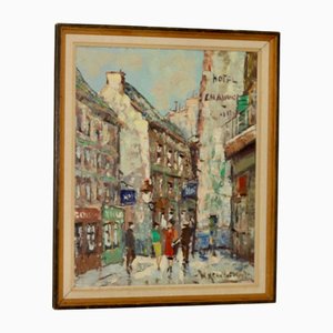Hendrik Cornelis Kranenburg, Street View in Paris, 1960s, Oil on Panel, Framed