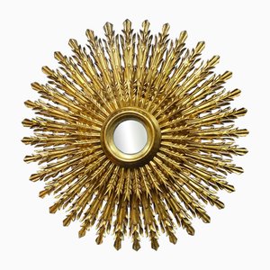 Espejo en forma de sol español vintage grande, años 70